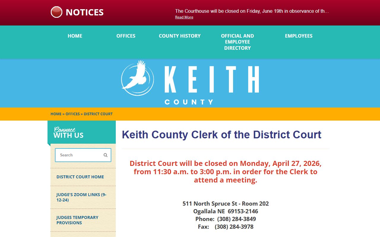 Keith County district court records after jail arrest clerk page