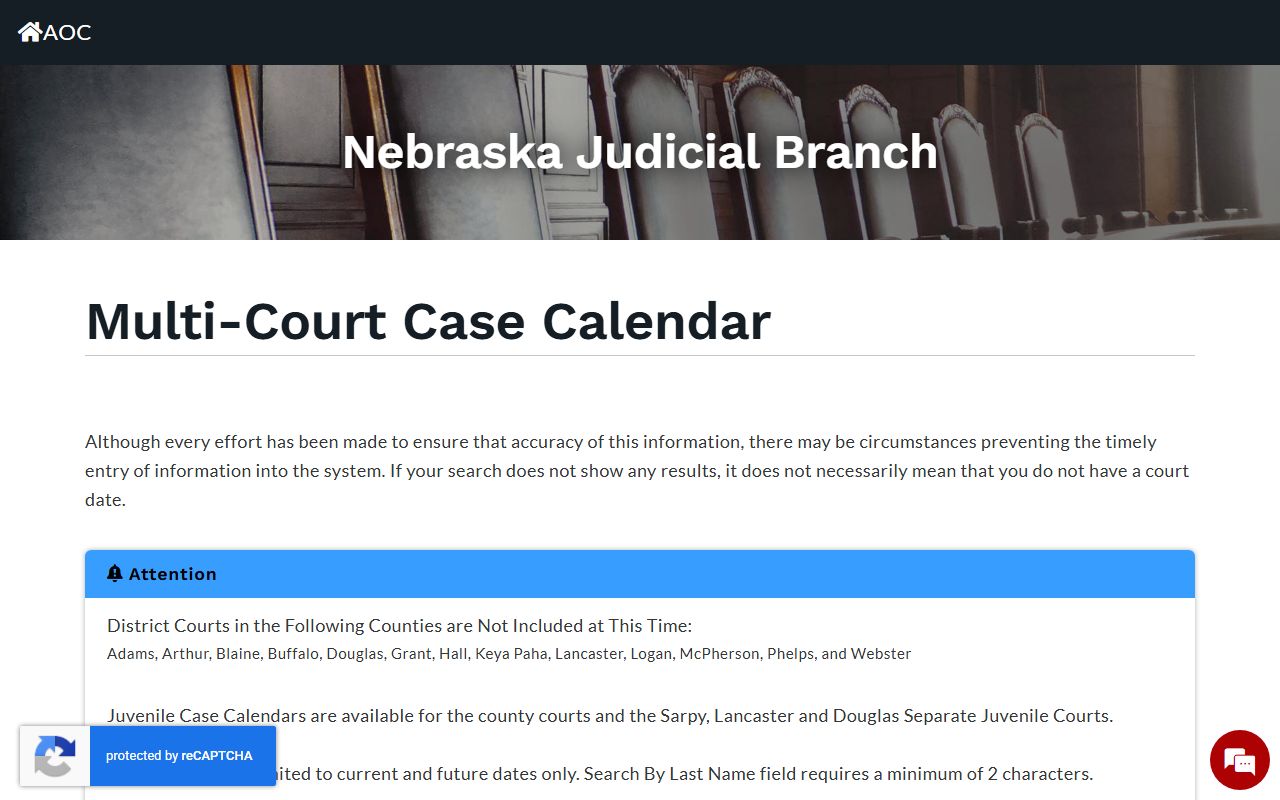 Nebraska court calendar for Keith County court records after arrest