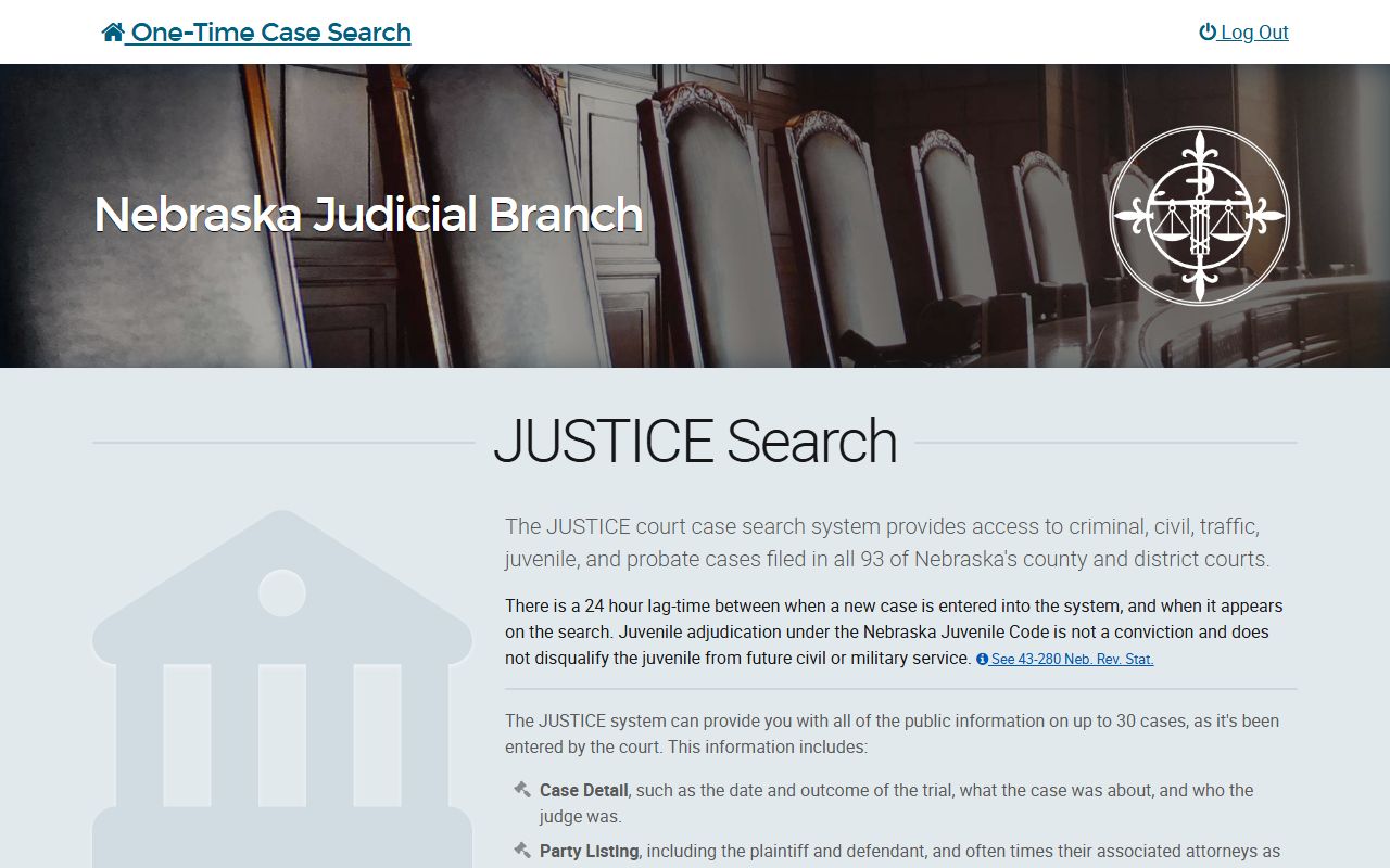 Nebraska JUSTICE case search for Keith County court records after arrest